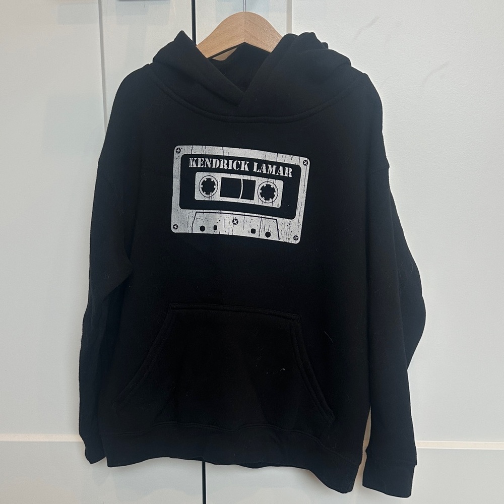 Kids Kendrick Lamar Black Hoodie with Cassette Graphic
